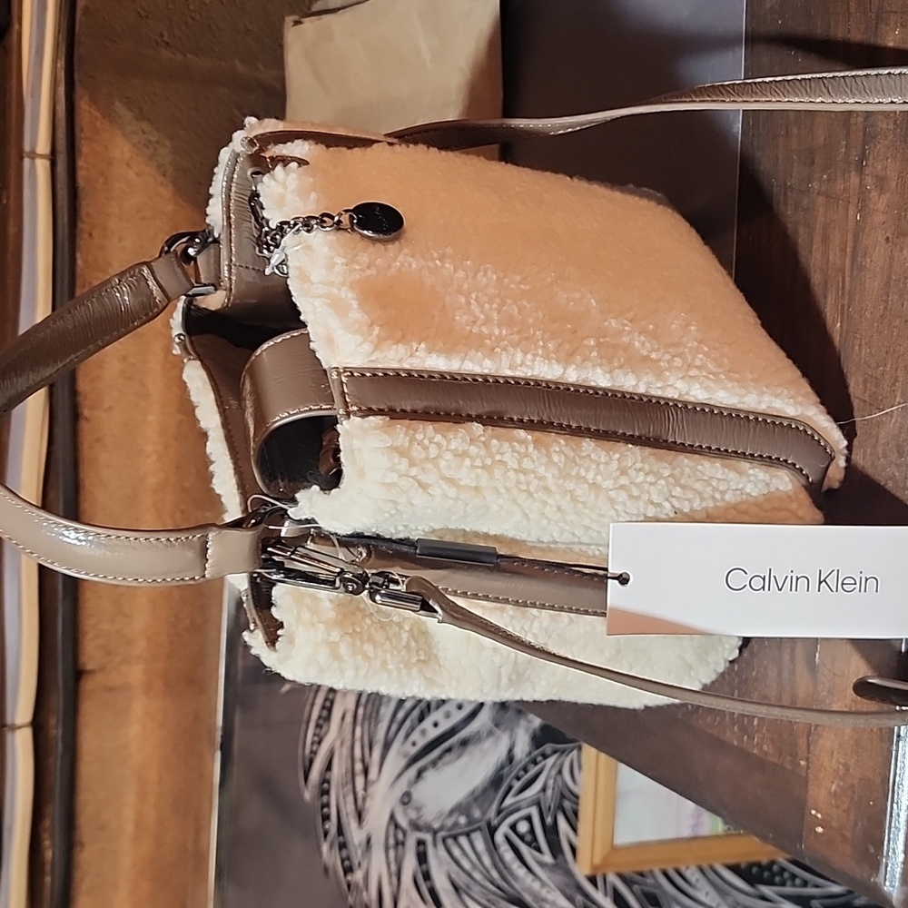 Calvin Klein Astatine Sherpa Bucket Bag New